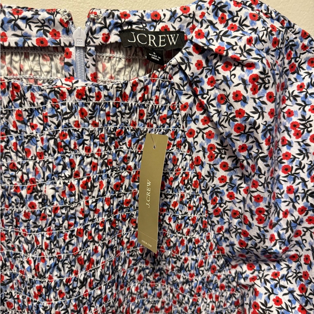 J. Crew White and Red Floral Dress